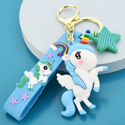 Creative Cute Multicolor Rainbow Pony Cartoon Unicorn Car Bag Keychain Keychain Men And Women Pendant Small Gifts