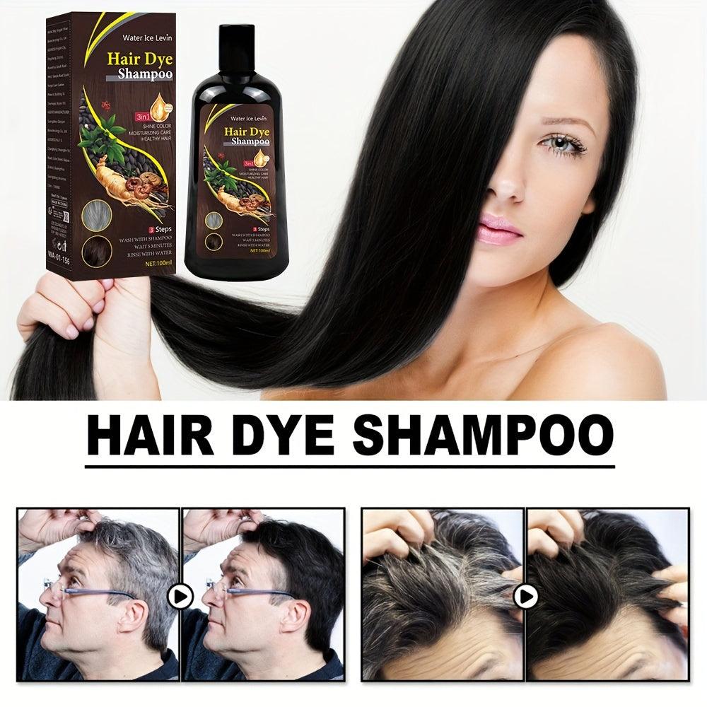 Brown Hair Coloring Shampoo, Instant Hair Coloring Shampoo 3 in 1 Nourishing Hair Shampoo Hair Coloring Cover Gray Hair, Natural Long Lasting Hair Coloring Shampoo