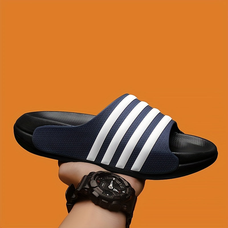 Universal Men Women Casual Striped Round Toe Slip On EVA Soft Sole Anti-Slip Anti-Scratch Slides, for Hiking Outdoor Daily Wear