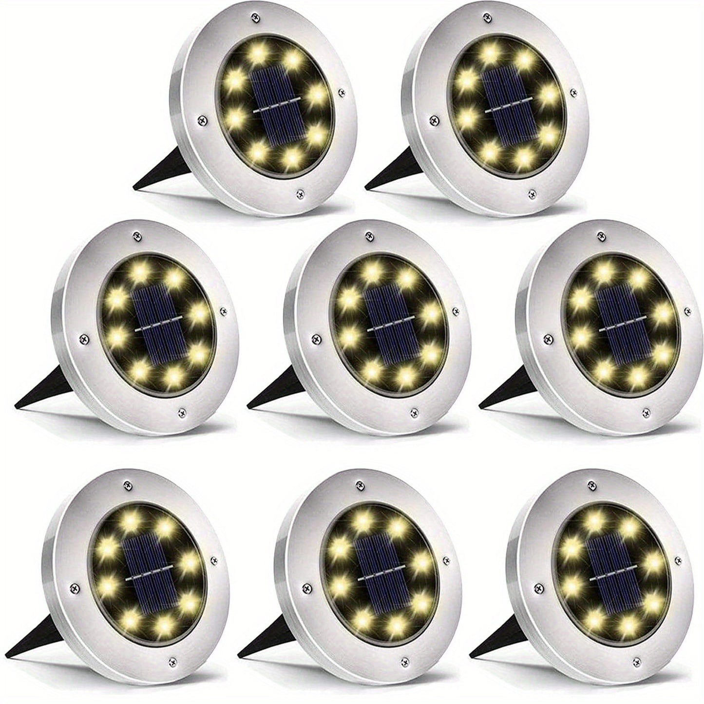 4/8/12/16pcs Solar Buried Light, IP65 Outdoor Landscape Lights, Solar Disc Lights, Garden Pathway Lighting, Solar Floor Lamps, 8pcs LED Solar Ground Lights for Roads, Courtyards, Walkways, Patios, Lawns