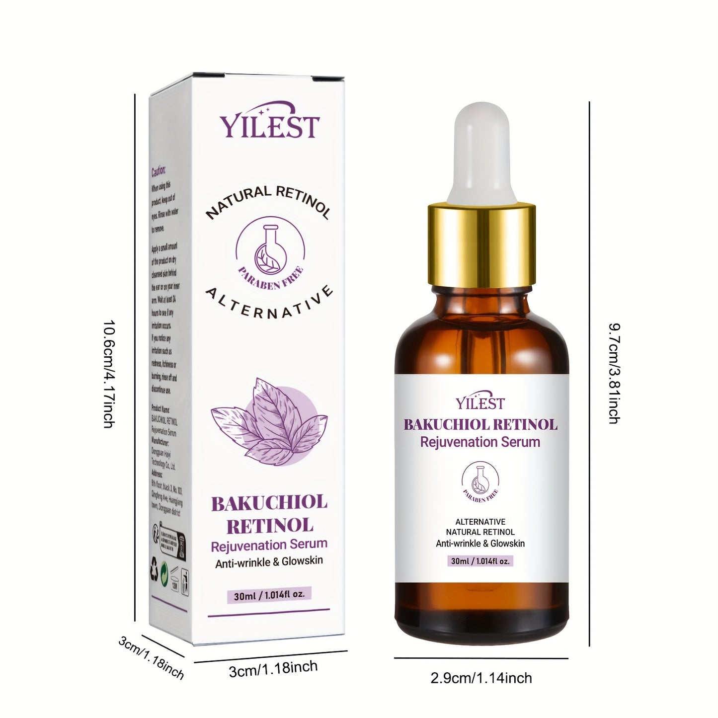 Bakuchiol Retinol Serum with Collagen & Vitamin C, Firming & Hydrating Face Drops, Paraben Free for All Skin Types, Unscented, Anti-Aging Facial Care for Men & Women - 30ml
