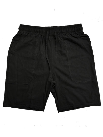 Men's Summer Shorts, Drawstring Elastic Waist, Straight Leg Solid Color Breathable Casual Beach Capri Pants - Three-Pack