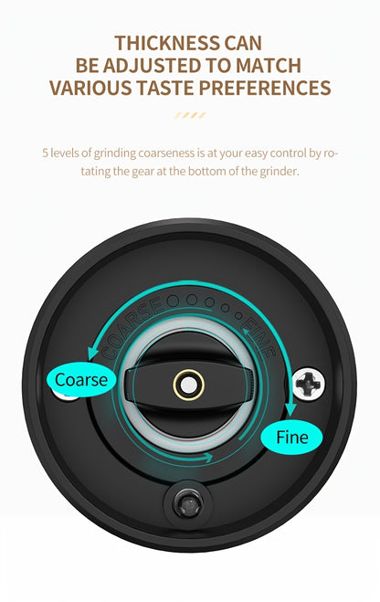 Two-piece portable electric pepper and salt grinder set, with base, USB charging, one-handed operation, adjustable coarseness, 300mAh battery capacity, interchangeable design, essential kitchen helper for cooking, perfect too