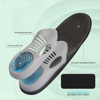 1 Pair High-Elasticity Gel Cushioned Insoles with Carbon Plate Arch Support, Thickened Non-Slip Stability, Breathable & Sweat-Absorbing Shock Absorption for Running, Basketball - Unisex Sports Shoe Accessories, Sports Footwea