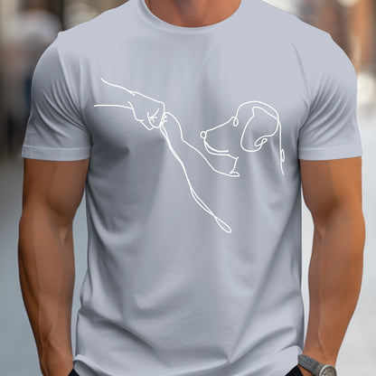 MBDMBD Men's Minimalist Dog Line Art Graphic T-Shirt - Vibrant Yellow with Black dog outline, Lightweight Summer Casual Everyday Tee for Pet Lovers - Machine Washable Apparel, Dog Tshirt, Classic Round Neck, Comfortable Fit