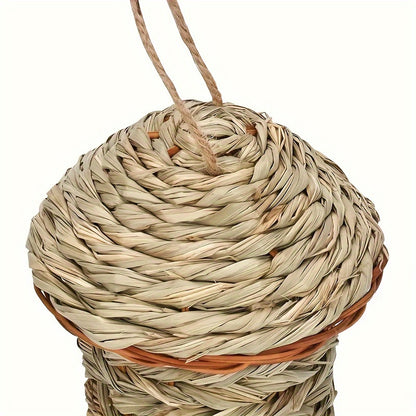 1pc Natural Grass Woven Bird House, Hanging Garden Decoration Pet Straw Bird Nest Bird House