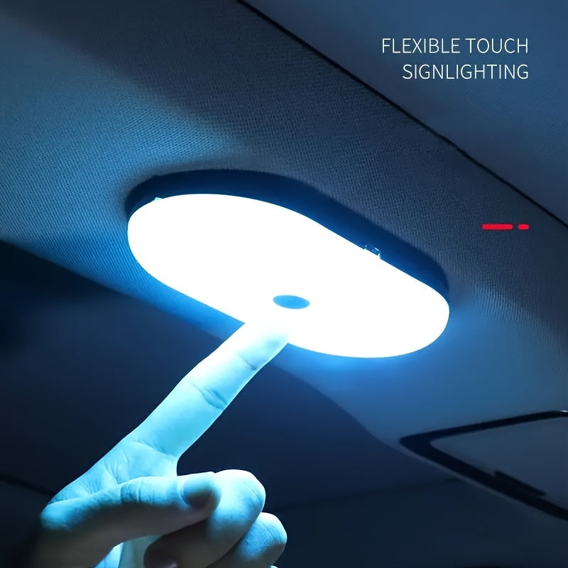 Wireless LED Touch Light for Car Interior, Suitable for Trunk Storage Box, USB Rechargeable Reading Lamp.