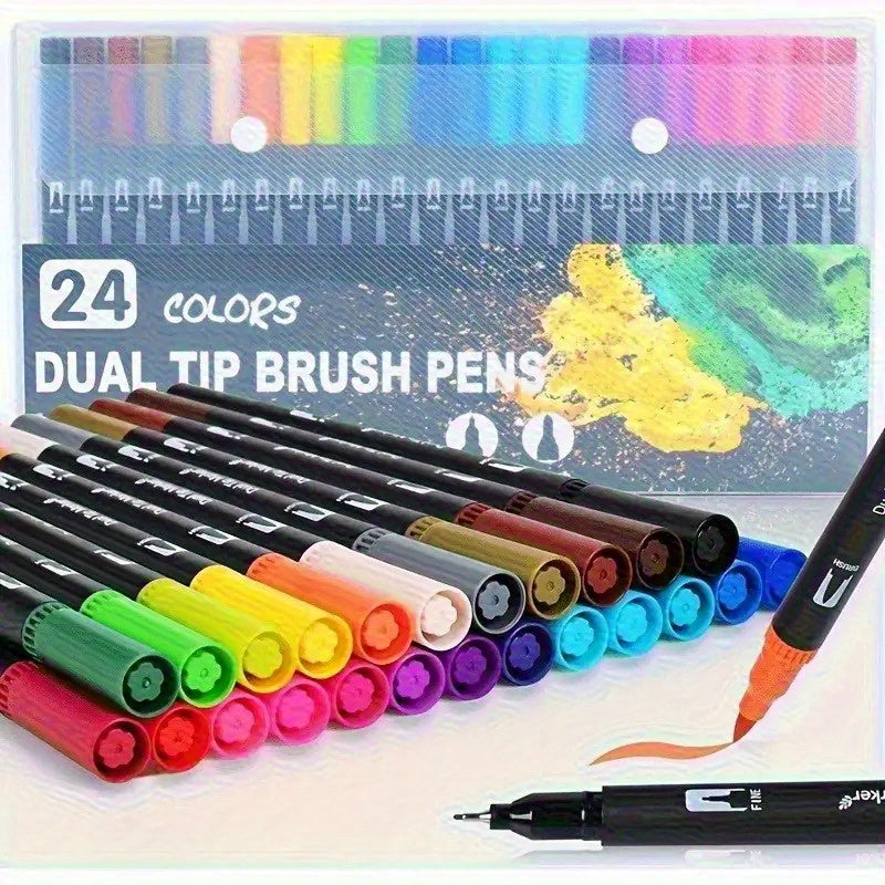 Double-Ended Marker, Watercolor Painting Pen, Art Special Line Drawing Set, Doodle Pen Christmas Halloween Easter Gift