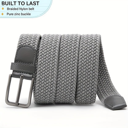 3pcs, Men's Sports Elastic Belt, Golf Belt with High Quality Alloy Buckle, Woven Hole-less Design, Adjustable Size Anywhere, Comfortable, Breathable, Match with Jeans and Casual Pants Clothing Accessory, A Multi-Functional Be