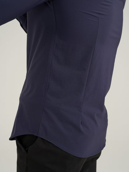 Solid Color Men's Slim Fit Stretch Quick-drying Long Sleeve Button Up Shirt, Spring Fall Workout Activity