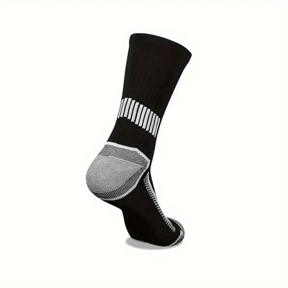 10 Pairs Men'S Thermal Long Socks - Heavy-Duty Cold Weather Athletic Socks with Arch Support, Moisture-Wicking & Breathable Polyester for Skiing, Hiking, Basketball, Running, Climbing - All-Season Workout Socks in Black/Gray/