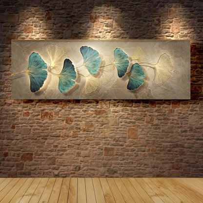 1pc HD Printed Ginkgo Biloba Leaves Canvas Decorative Painting, Light Luxury Art Print Picture, Texture Wall Art Painting For Living Room Bedroom Dining Room Restaurant Office Hotel Homestay & Home, Artwork, Home Decor, No Fr