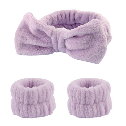 1pc/3pcs Cute Bow Hair Band And Wristband Set, Women Spa Headband For Washing Face, Makeup Hair Band, Skincare Headbands