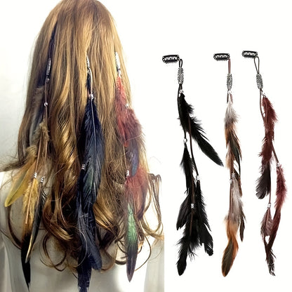 1pc Faux Feather With A Snap Clip Boho Style Feather Tassel Hair Extension Hair Clip For Women Daily Use