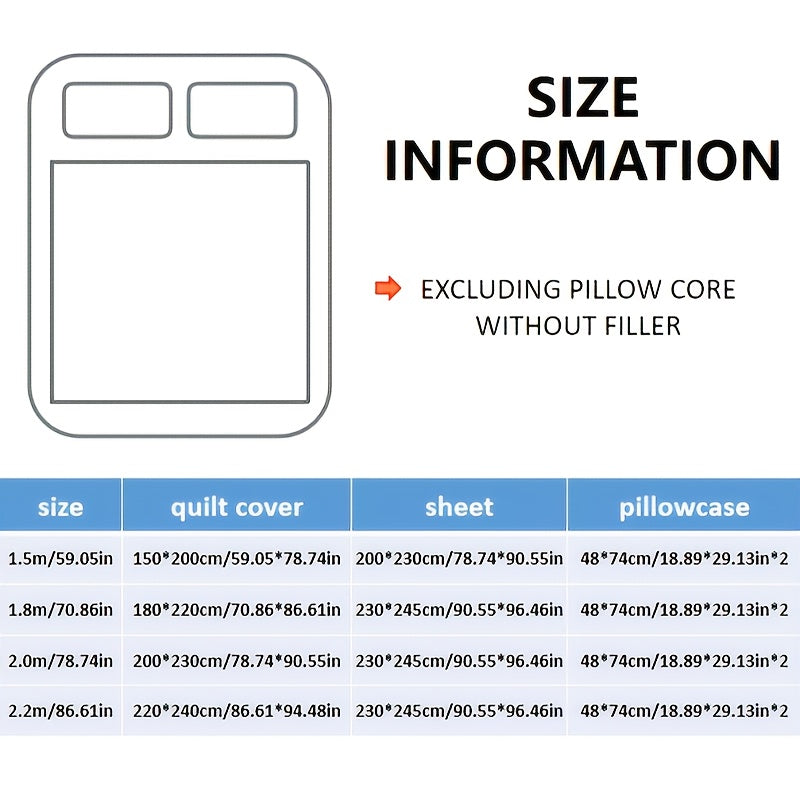 New Bedding Set, Fashionable, Soft, Comfortable And Durable (Including 1 Quilt Cover + 1 Bed Sheet + 2 Pillowcases)