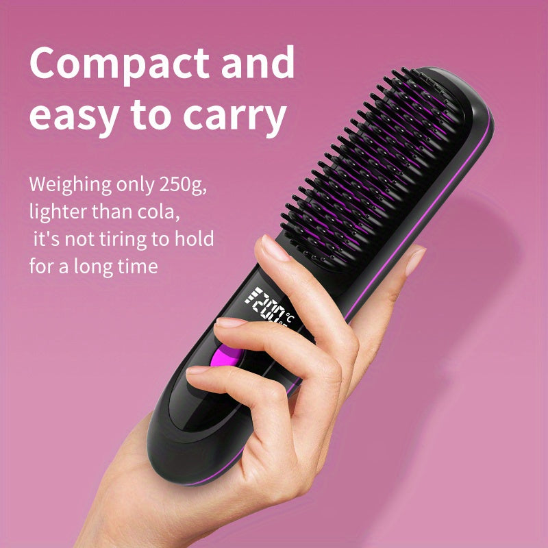 New USB-C Rechargeable Straightener, Fast & Seat Charging Modes, 20S Quick Heat, 3-Speed Temperature Control, Anti-Scald Design, 2600mAh/3200mAh Battery, 3D Tooth Comb, Ceramic Hair Protection Layer, LCD Display, Wireless Por