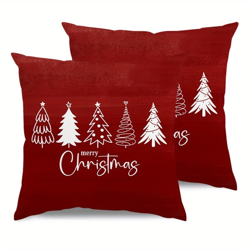 2pcs Red Christmas Pillow Covers with Bows, Sweet Sofa Decor, Girly Style Home Essential, Suitable for Sofa, Living Room, Office Decor, Home Decor, Room Decor Pillow Covers, Cushion Covers, Suitable for Sofa, Living Room, Off