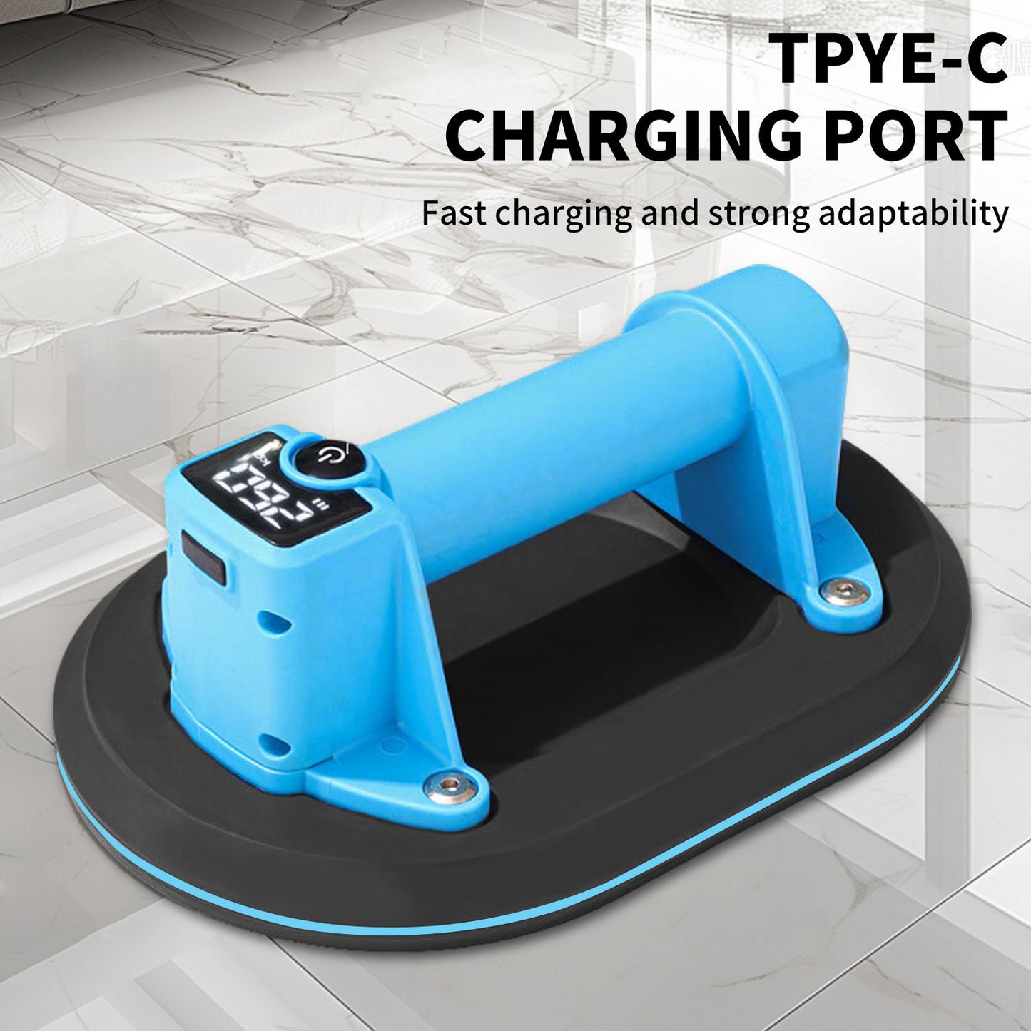 Battery Suction Lifter with Digital Display, Electric Vacuum Suction Cup, Tile Lifter, Double-Layer Rubber 200kg Safe Load, for Tiles Glass Marble Aquarium
