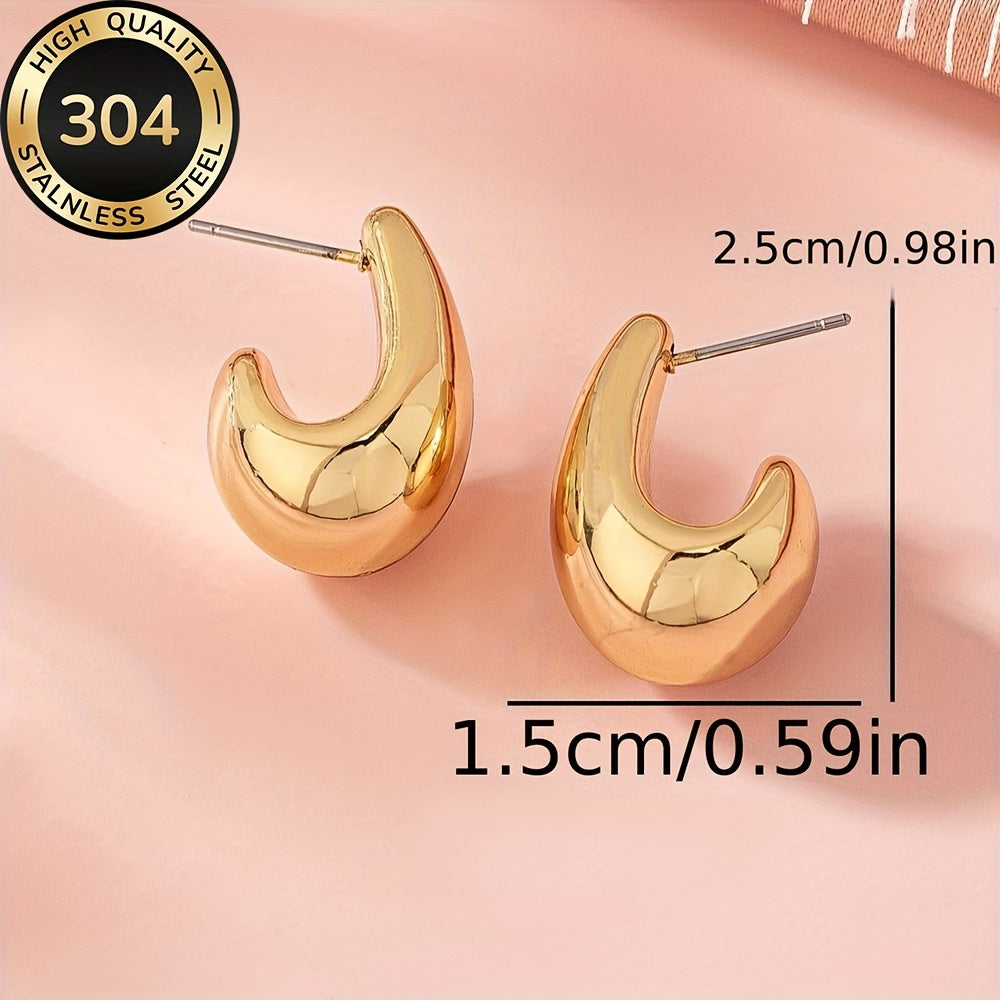 Hypoallergenic High-Quality Stainless Steel Golden Hollow Water Drop Earrings, Fade-Resistant, Comfortable and Versatile, Simple Elegant, Suitable for Daily Wear or Party Fashion Women'S Earrings, Jewelry Accessories, A Delic