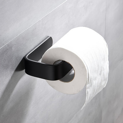 1pc Bathroom Toilet Paper Holder, Self-Adhesive No Drilling Wall Mount, Plastic Tissue Dispenser, Space-Saving Towel Rack For Home Washroom