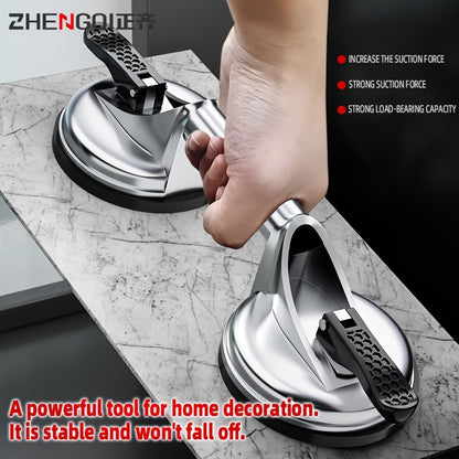 ZHENGQI Heavy Duty Vacuum Suction Cup Pad - Ergonomic Rubber Handle for Granite, Tile, Glass & More - Rust-Resistant, Strong Load-Bearing Capacity, Ideal for Home & Outdoor Use, Construction Suction Pad|Ergonomic Grip|Sleek S