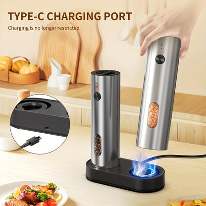 1pc/2pcs - CLITON Rechargeable Salt And Pepper Grinder Set, Salt And Pepper Grinder Electric 2pcs, Rechargeable Salt And Pepper Shakers Set, Electric Salt And Pepper Container, USB Rechargeable with LED Light, Multiple Style