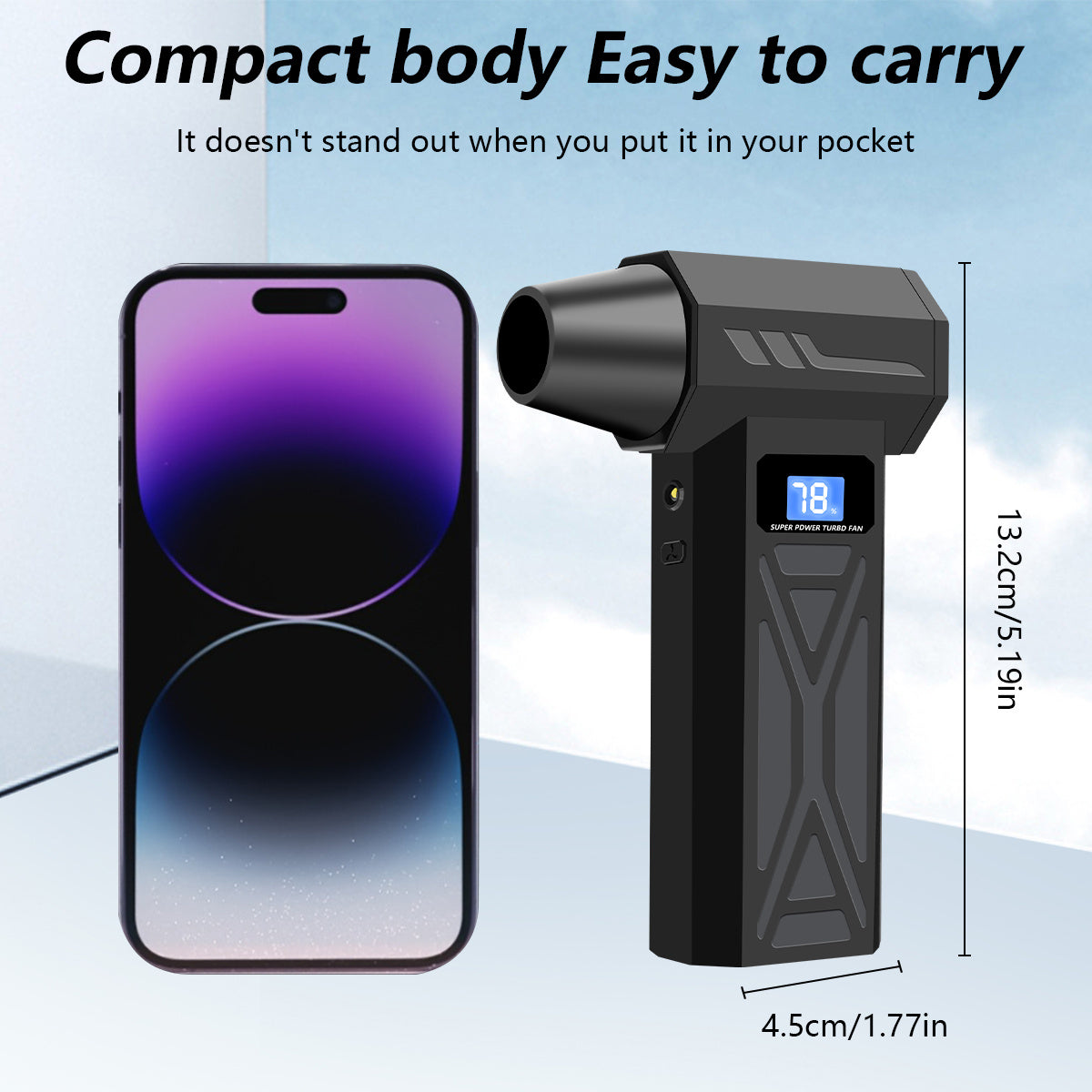 130000RPM Violent Turbofan, Intelligent Display Screen with 4-speed Adjustable, Including 5 Hair Dryers, 4000mAh High-capacity Battery, The Best Holiday Gift for Portable Air Blowers Suitable for Computers, Keyboards, Outdoor