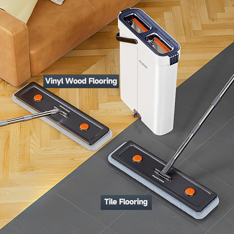 [Narrow Gap Magic] Hand-free Flat Mop And Bucket, Home Floor Cleaning, Recommended for Bedrooms, Living Rooms, Bathrooms, Kitchens, Patios, for Vinyl Wood And Tile Floors, Floor Cleaning, Cleaning Supplies, Cleaning Tools, Ho