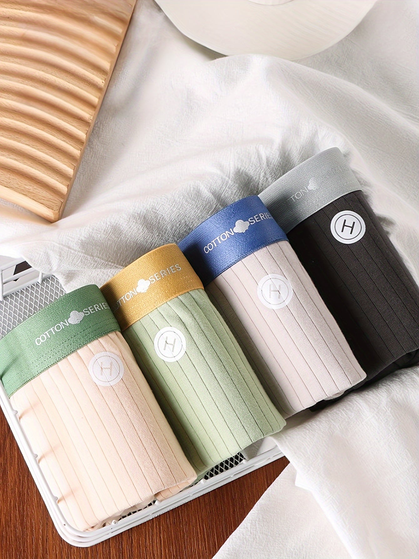 4pcs Men's Underwear, Cotton Breathable Soft Comfy Skin-friendly Stretchy Boxer Briefs Shorts, Perfect For Everyday Wear