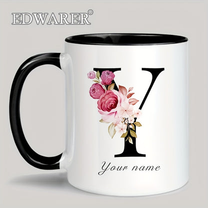 1pc A-Z Letter Custom Personalized Coffee Mug, Water Cup, Photo Text Ceramic Mug 11oz, Graduation Appreciation Thank You Holiday Birthday Gifts, Valentine's Day, Christmas, Birthday, Anniversary Mug Gift, Drinkware For Restau