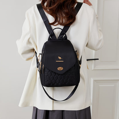 3-in-1 Convertible Backpack for Women - High Quality Nylon with Kangaroo Pocket & Adjustable Shoulder Straps, Lightweight Multifunctional Bag for Commuting, Travel, Work - Easy Wipe Clean, Black