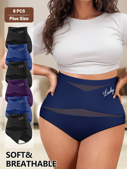 MIOTAN Women's High-Waisted Underwear - 6-Pack Tummy Control Panties, Non-Slip Waistband, Breathable Everyday & Special Occasion, Soft Postpartum Shapewear (Black/ Navy/ Purple/) - Elegant Seamless for, Formal, Casual Outfits