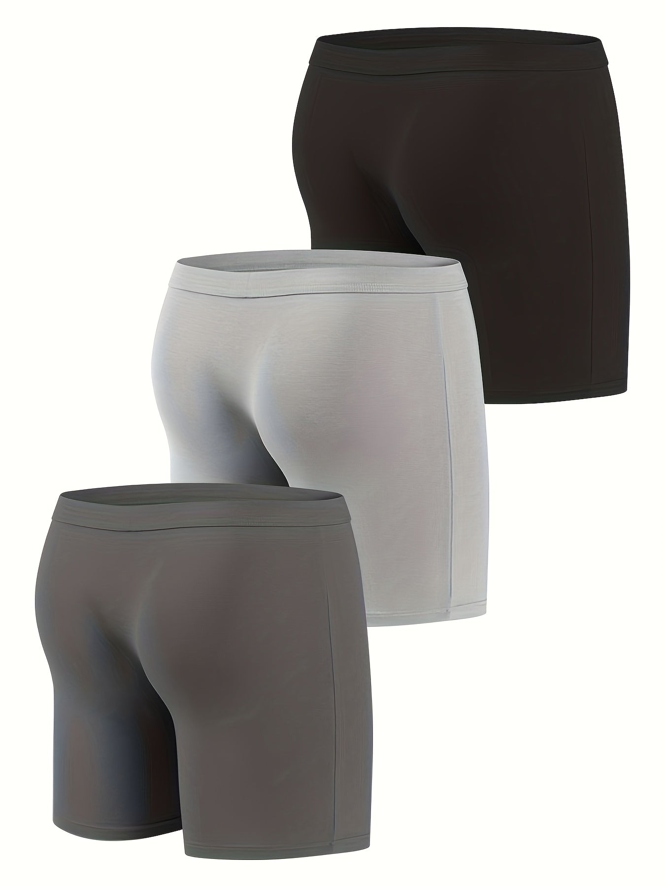 Conjunto de 3 Cuecas Boxer para Homem GDECC em Modal de Cor Sólida - Malha Respirável com Elasticidade Média, Reforço Lateral, Bege Claro, Macias e de Corte Plano para Uso Diário e Casual.
