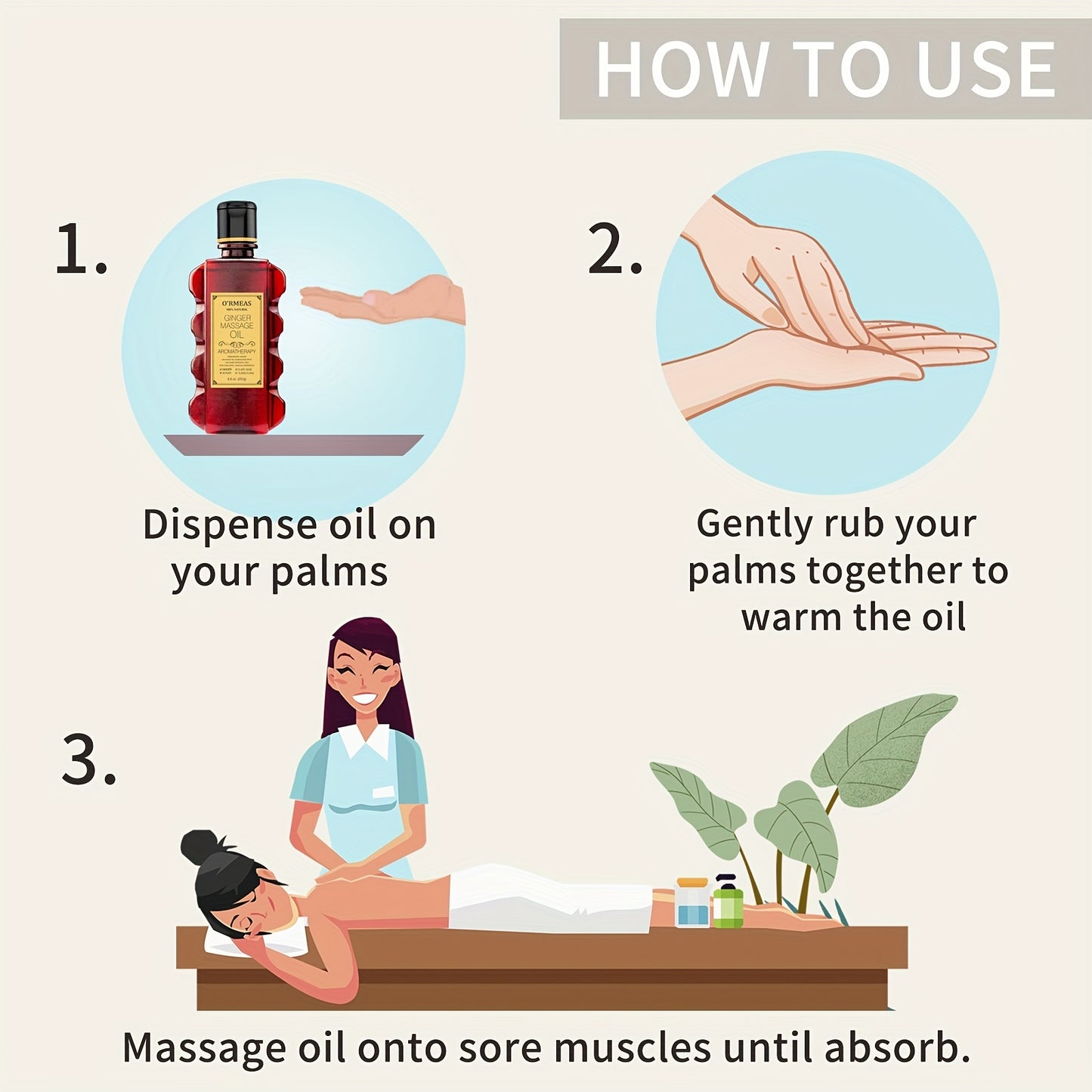 Massage Oil with Ginger Clary Vetiver and Ylang-ylang Massage Oils for Massage body Moisturizing Body Oil for Men and Women 8.8fl.oz