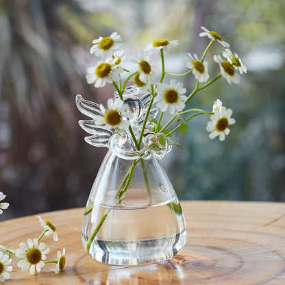 1pc Angel Design Glass Vase, Clear Flower Plant Terrarium Container Hanging Vase, Wedding Party Home Decor Garden Ornaments Hanging Planter