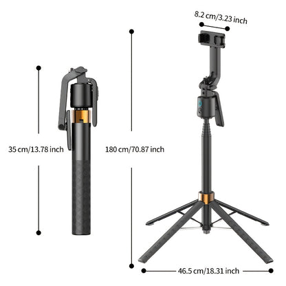 QAML  2025 NEW Q13 AI Selfie Stick Tripod with 360° Face Recognition Follow Mode, ai face tracking, auto face tracking tripod Multi-Function Phone Holder with Remote, Extendable Travel Tripod, Universal 1/4 Inch Screw Compat
