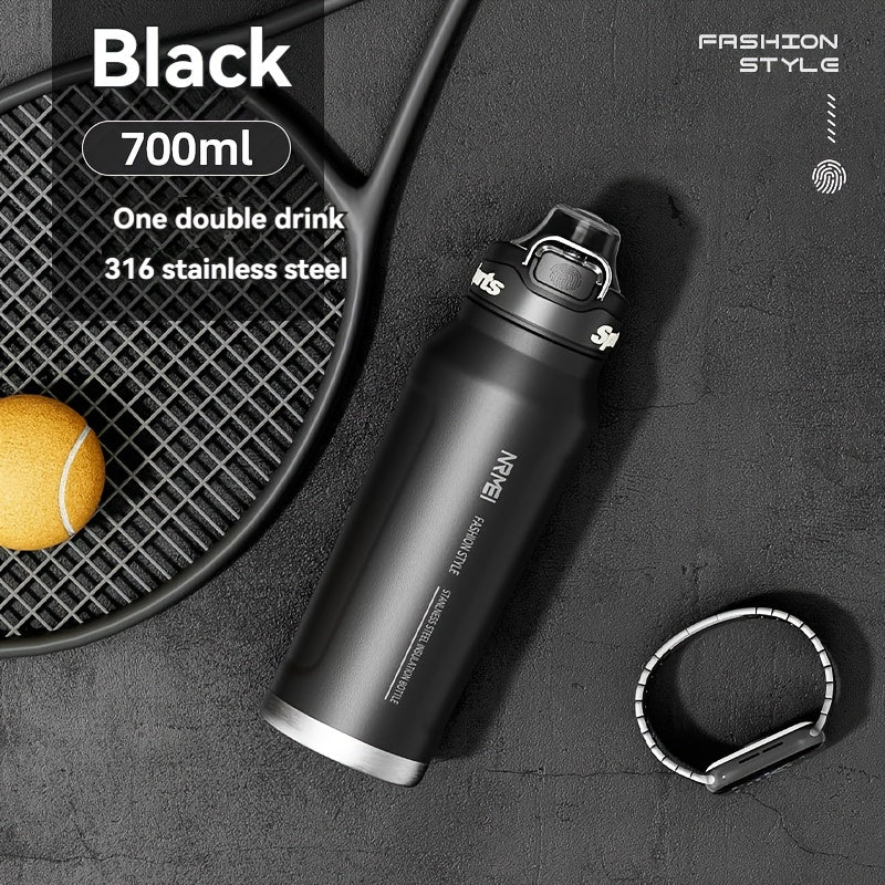 NRMEI Stainless Steel Water Bottle - 12-Hour Heat Retention, 24-Hour Cold Retention, Leak-Proof & BPA-Free with Portable Handle and Dual Drinking Cups, Perfect for Outdoor Cycling, Camping, Hiking, Valentine's Day, Mother's D