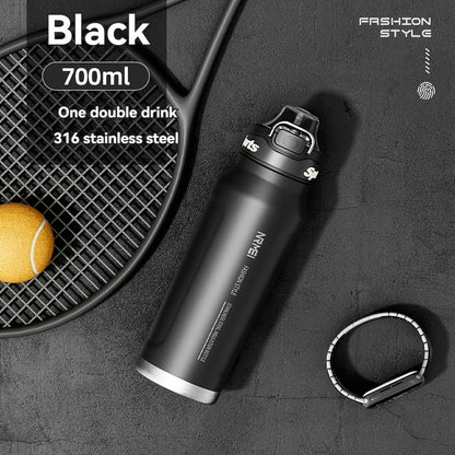 NRMEI Stainless Steel Water Bottle - 12-Hour Heat Retention, 24-Hour Cold Retention, Leak-Proof & BPA-Free with Portable Handle and Dual Drinking Cups, Perfect for Outdoor Cycling, Camping, Hiking, Valentine's Day, Mother's D