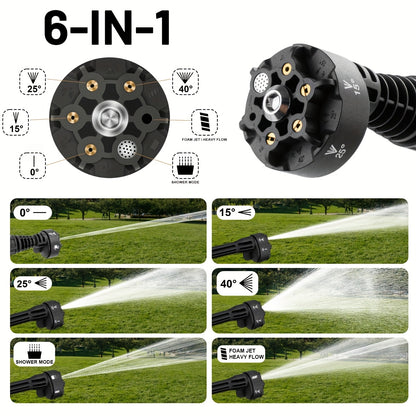 Gisam Cordless High-Pressure Car Washer Gun with Digital Touch Screen & 2 x 4000mAh - 6-in-1 Nozzles, 4-Speed Brushless Motor, Heavy-Duty Water Spray System for, Trucks, Motorcycles, Garden,, Driveway Cleaning (Portable)