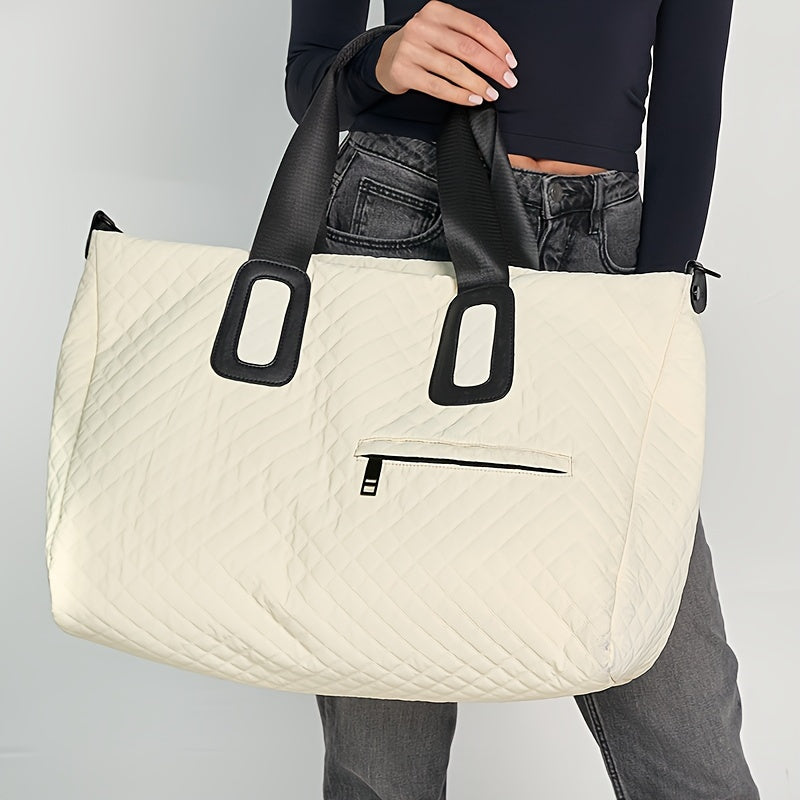 WEIXIER Spacious Multi-Pocket Travel Tote - Durable, Lightweight Women's Handbag for Weekend Getaways & Daily Use - Available in Coffee, White, Black