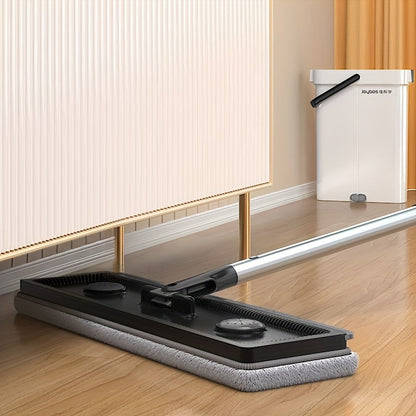 Hands-Free Flat Mop And Bucket Set with 4pcs Mop Pad- Dual-Purpose Dry And Wet Cleaning, Ideal for Bedroom, Kitchen, Living Room, Bathroom - Durable Plastic, for Household And Floor Cleaning, Tile Marble Floor Cleaning Mop Cl