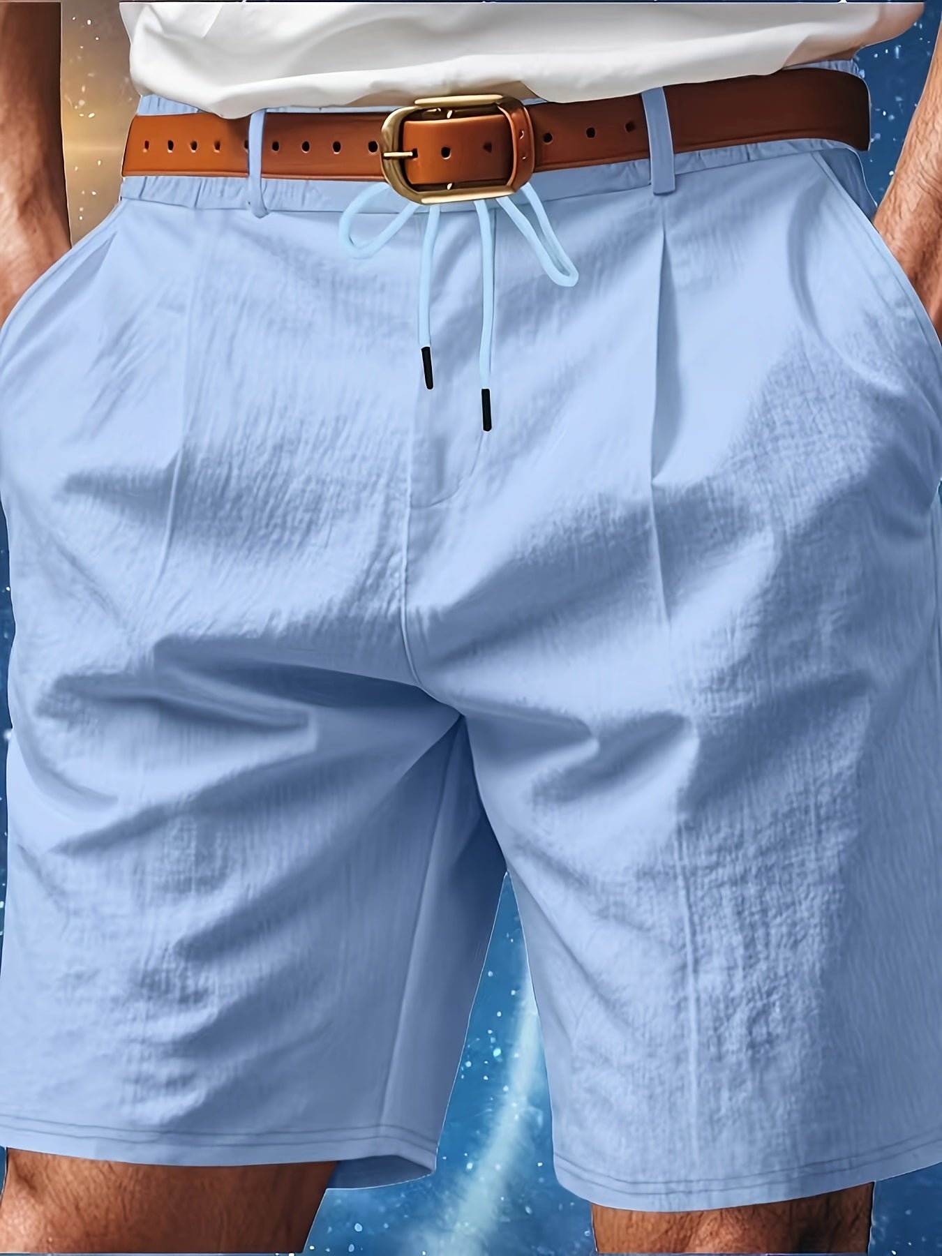 Men'S Casual Summer Linen Shorts - Light Gray, Breathable 5-Inch Shorts with Pockets, Perfect for Beach & Outdoor Activities, Casual Summer Wear|Relaxed Fit Shorts|Pocketed Shorts