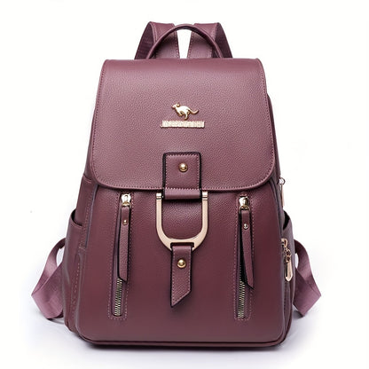 Women'S Large Capacity Nylon Backpack, Casual Style, Non-Washable, Adjustable Strap, Zip Closure, Polyester Lining, Carved Detail, Versatile for Daily Commute and Travel