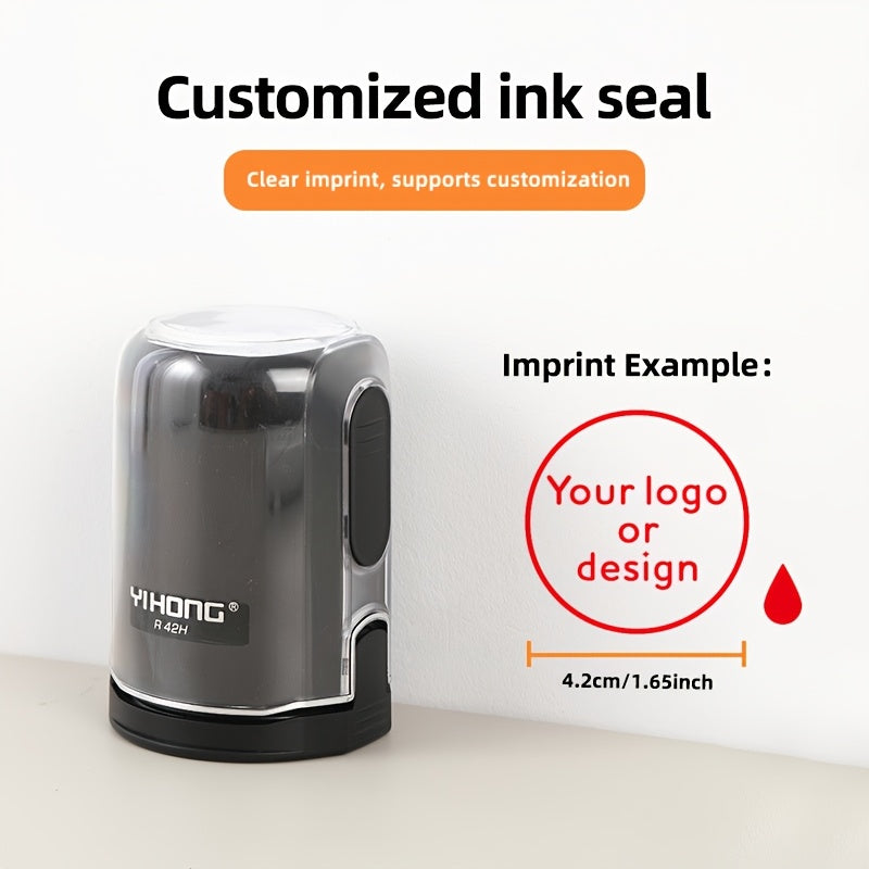 Customized Logo & Text Stamp - Personalized Anime Character Design, High-Quality Ink Seal for Business Badges and Office Use, Round Shape, Black Plastic Body, Perfect for Adding a Unique Touch to Documents, Business Badge Mak