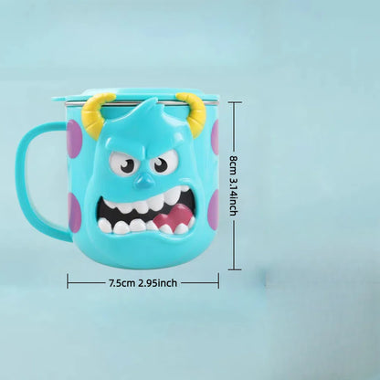 Monsters University Mike Wazowski 316 Stainless Steel Coffee Mug with Lid - 260ml, Blue Cartoon Design, Perfect for Work, School, Outdoor Activities, and Gifts, Work Mug | Playful Mug Style | Durable Coffee Cup, Coffee Bar Ac