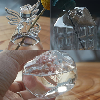 1pc Angel Design Glass Vase, Clear Flower Plant Terrarium Container Hanging Vase, Wedding Party Home Decor Garden Ornaments Hanging Planter