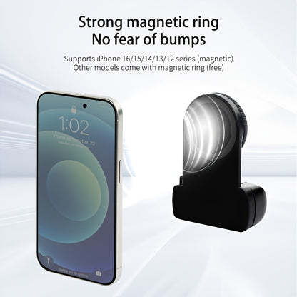 Suporte de Câmara para Telemóvel com Controlo Remoto Magnético 360° e Luz Integrada