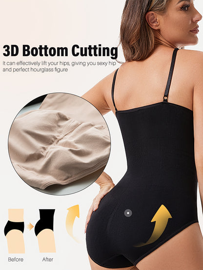3pcs Seamless Body Shaping Bodysuits With Tummy Control, Buttock Lifting, And Hip Slimming Features