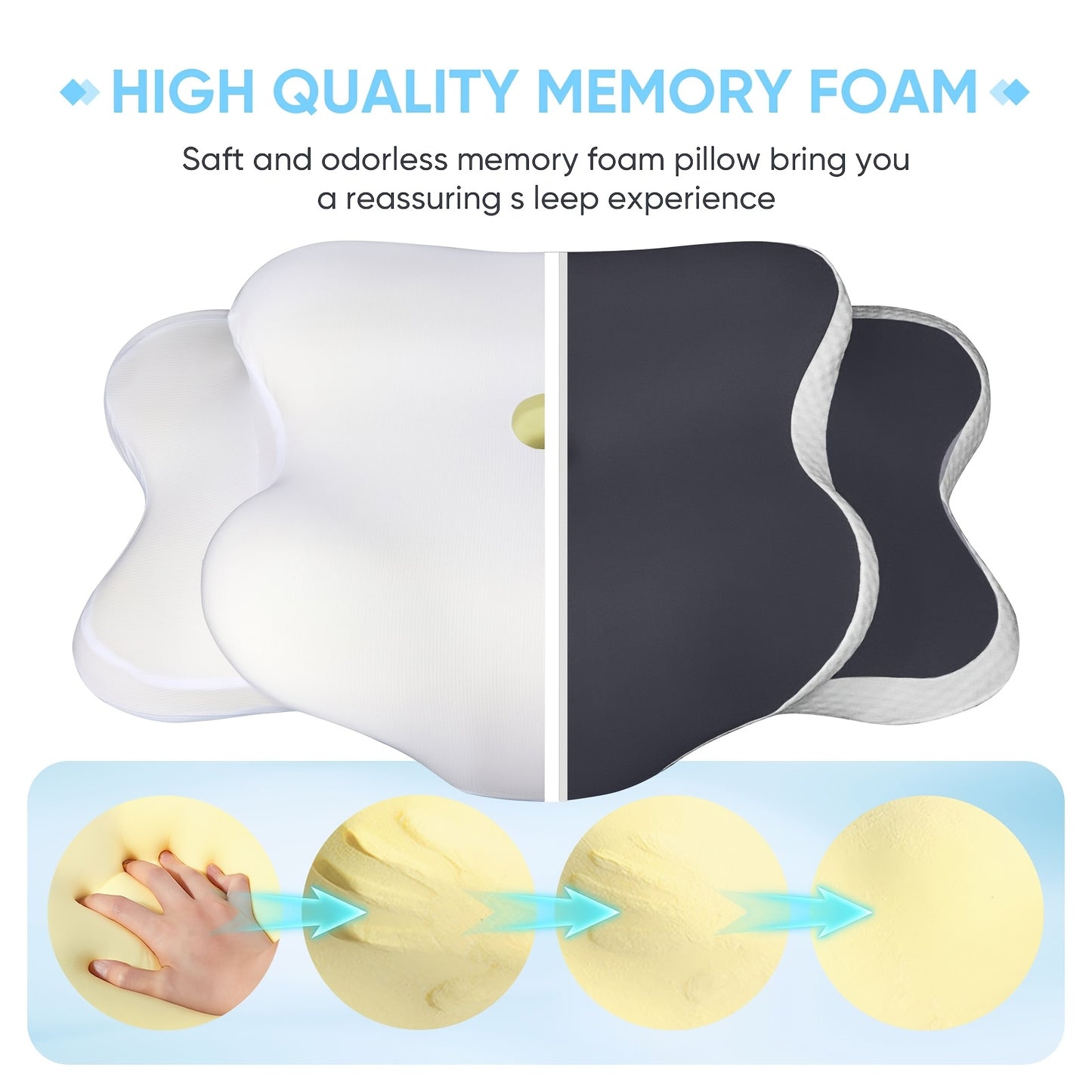 Neck Pillow for Sleep, Cooling Side Sleeping Pillow for Neck Support, Comfortable Soft Contour Pillow, Back Abdomen Sleeping Bed Pillow