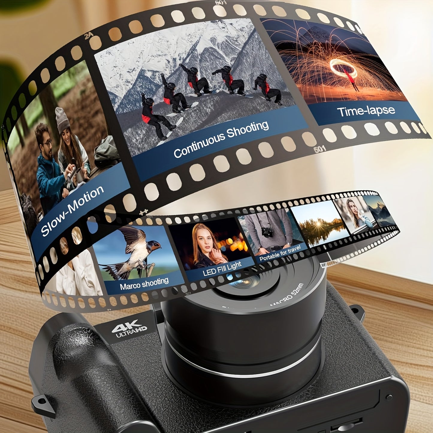 NBD Digital Camera, 48MP Cameras for Photography with WiFi & App Control, 4K Vlogging Camera, Compact Camera, Perfect for Entry-Level Users and Beginners with Macro&Wide Lens-32GB Card
